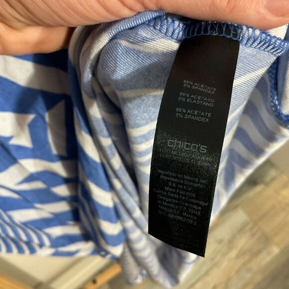 Chico’s travelers classic blue white angled striped maxi dress stretchy size one - Picture 6 of 9